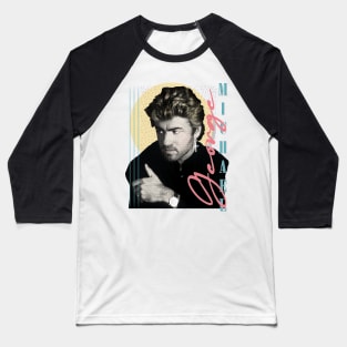 George Michael / Faded Vintage Look Design Baseball T-Shirt